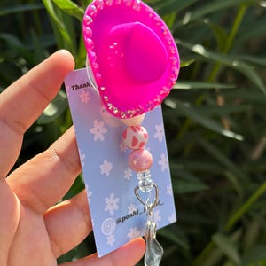 Pink  Cow  Cowboy Hat Nurse Health Care Worker Badge Reel lPink  Cowgirl Fun Badge Reel LPN l Badge Reel CNA l Pink