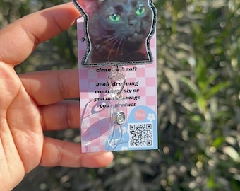 Zoned out cat meme Retractable Badge Reel, meme ID Clip, Nurse ID Holder, funny RN Key Card, meme Badge Pull, School Nurse, Teacher Lanyard