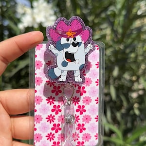 muffin cowboy hat Bluey badge reel/ retractable badge reel teacher/nurse/medical badge reel/pediatric badge reel