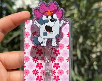 muffin cowboy hat Bluey badge reel/ retractable badge reel teacher/nurse/medical badge reel/pediatric badge reel