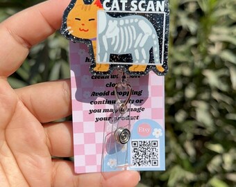 Cat Scan Badge Reel, Retractable, Radiology, CT Tech, Rad Tech, Nursing Badge Reel, Cute Nursing id holder