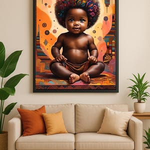 Arte infantil afrocéntrico: Bebé negro emocional, estilo bereber (Descarga digital)