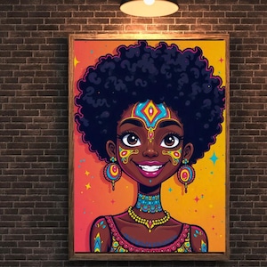 African Woman Portrait, Afro Pop Art Print