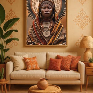 Afrocentric Woman Art Print: Tribal Boho Decor (Digital Download)