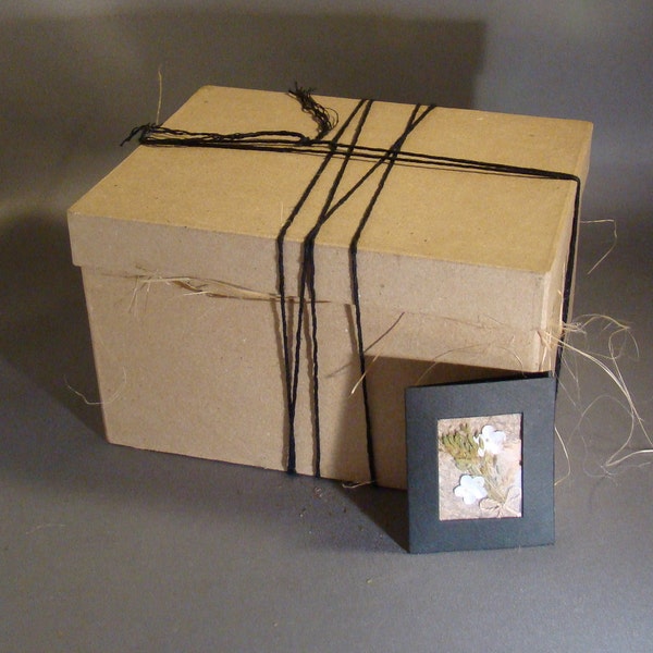 GIFT BOX OPTION - Gift Wrap Available for Select Items - All Natural Papier-Mache Box with Hemp or Red Twine and Small Gift Card