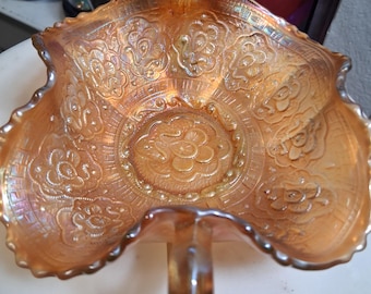 Antique Fenton Persian Medallion Carnival Glass Bon Bon Dish – Early 1900s