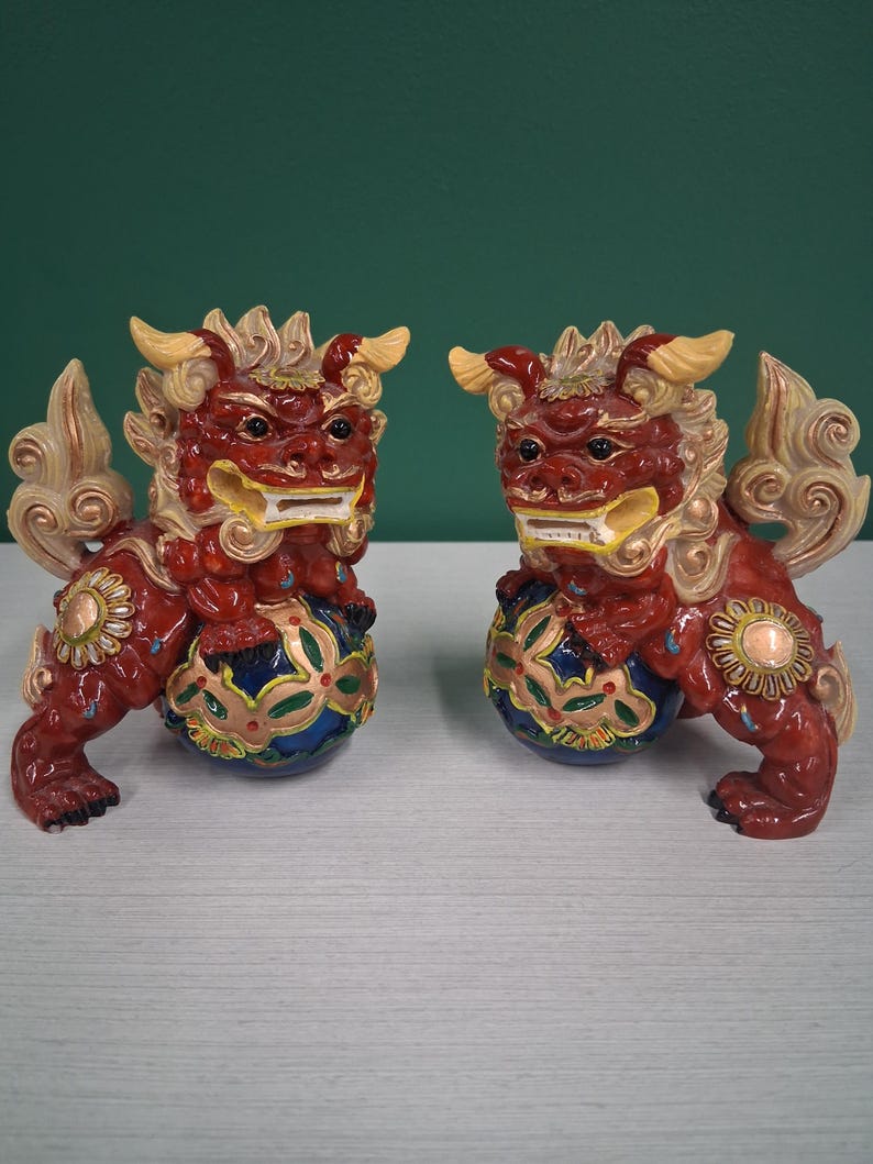 Vintage Japanese Kutani Style Shishi Guardian Lion Statues - Pair of ...