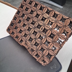 Vintage Indonesian Copper Batik Stamp • Authentic Hand-Carved Metal Tjap Printing Block • Geometric Ceplok Motif • Rustic Javanese Textile