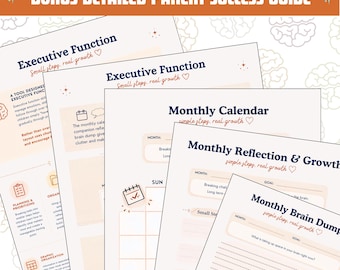 Executive Function Planner | ADHD Organization Tool | Monthly Planner & Reflection Pages | Student Success Printable | PDF Downloadable