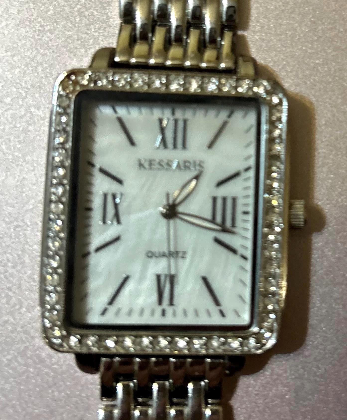 Kessaris Silvertone Watch With Mother of Pearl Face 