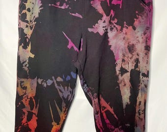Adult 2XL TekGear Black Hand-Dyed Tie Dye Sweatpants - Rainbow