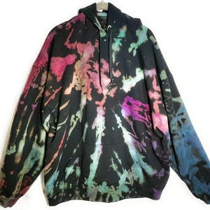 Adult Hand Dyed Tie Dye Hoodie, Bright Colors (Custom Made from Black)