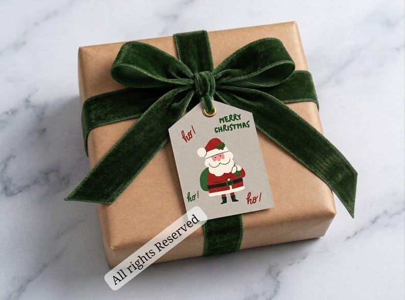 Christmas Gift Tags Printable, Set of 5 Christmas Gift Labels, Santa ...