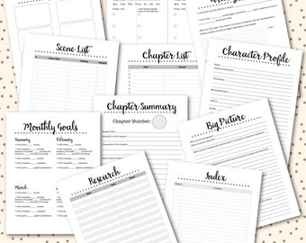 Neuartige Planer druckbare Einsätze NaNoWriMo Arbeitsblätter