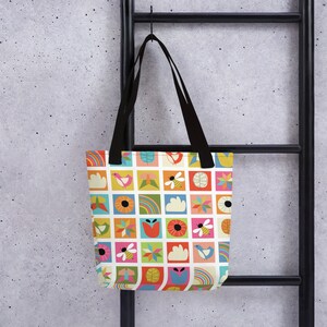 Nature Quilt Pattern Tote bag