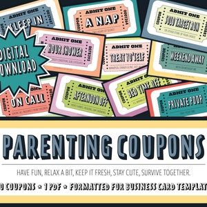 Eltern Coupons - Liebe Coupons für Eltern - Sofort Download - Printable - Visitenkarten Größe
