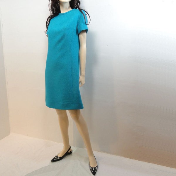 60s Mod Dress, Vintage Turquoise Dress, Pan Am 1960s Dress, Sky Blue Shift, Size XS