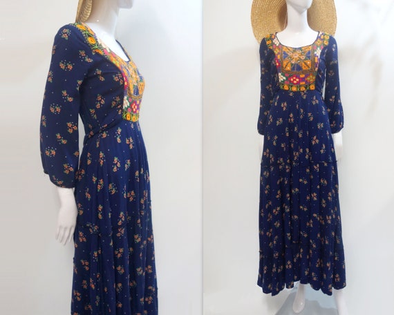Vintage Afghan Dress 1970s Embroidered Dress 70s F