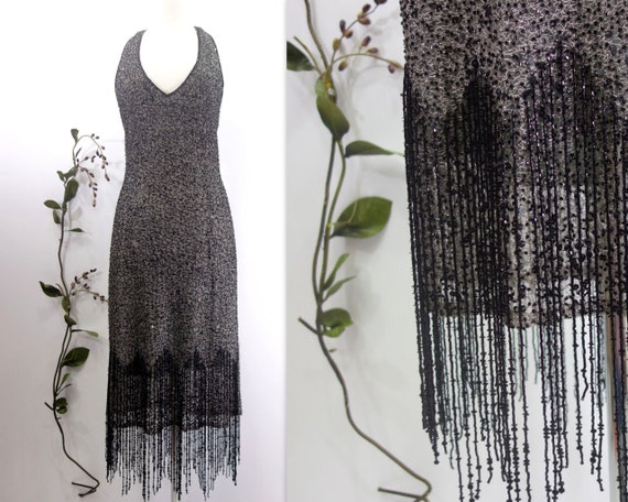 Vintage Flapper Dress Fringe Dress 20s Style Bead