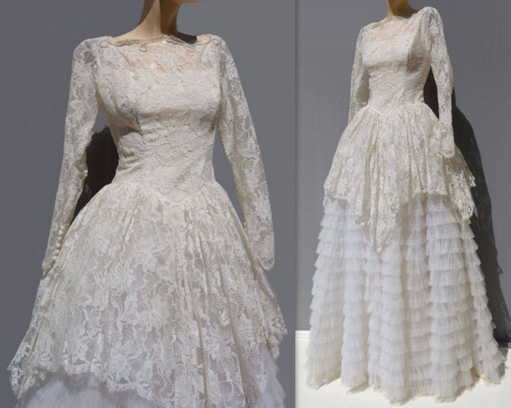 50s Wedding Dress Lace Wedding Dress 50s Wedding G