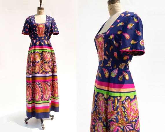 70s Maxi Dress Ethnic Folk Dress Boho Maxi Dress P