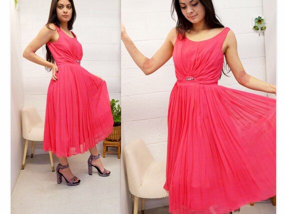 Vintage 60s Dress 1960s Pink Dress Fuchsia Dress … - image 3