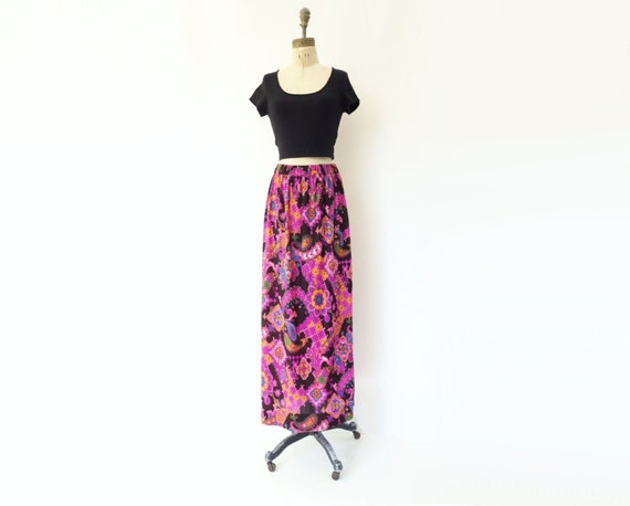 70s Maxi Skirt Floral Maxi Skirt Hawaiian Skirt P… - image 5