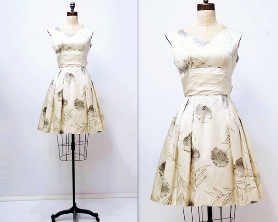 1950s Dress Vintage 50s Prom Dress Satin 50s Party