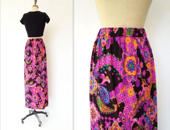 70s Maxi Skirt Floral Maxi Skirt Hawaiian Skirt P… - image 3