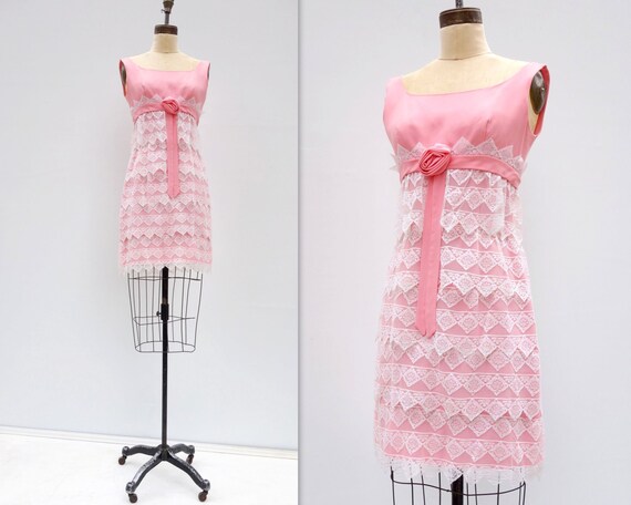 60s Mod Dress 60s Mini Dress 60s Party Dress Pink