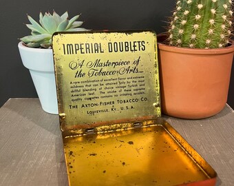 axton fisher tobacco company 1940's Doublets Cigarette Tin Box, Axton-fisher Tobacco Co. in Louisville,  KY