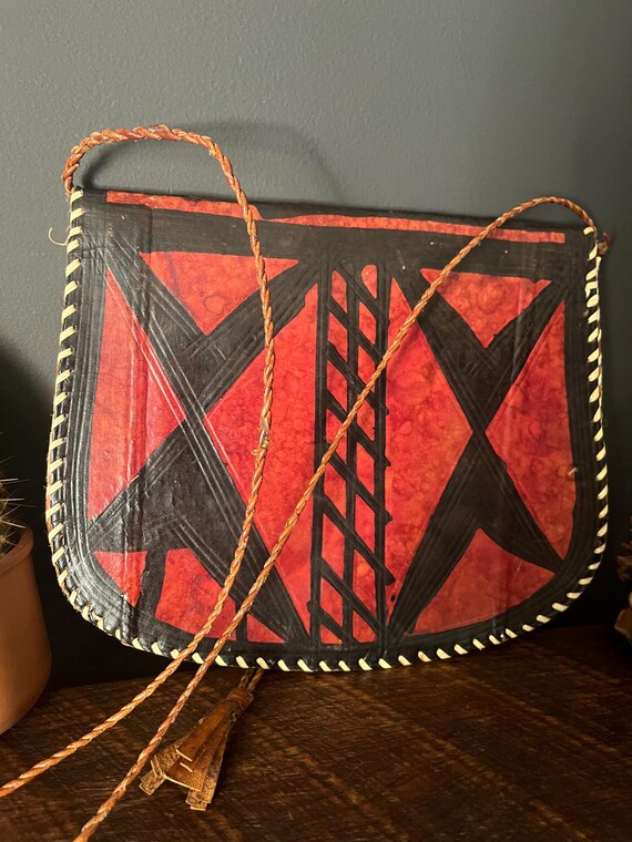 Handstitched Geometric Leather Patterned Crossbod… - image 5