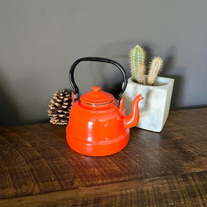Vintage Red Enamel Tea Pot Made in Holland