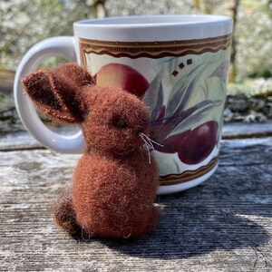 choose one Tiny Angora Bunny eco friendly hand sewn grey, white or brown embroidered needle felt woolcrazy image 4