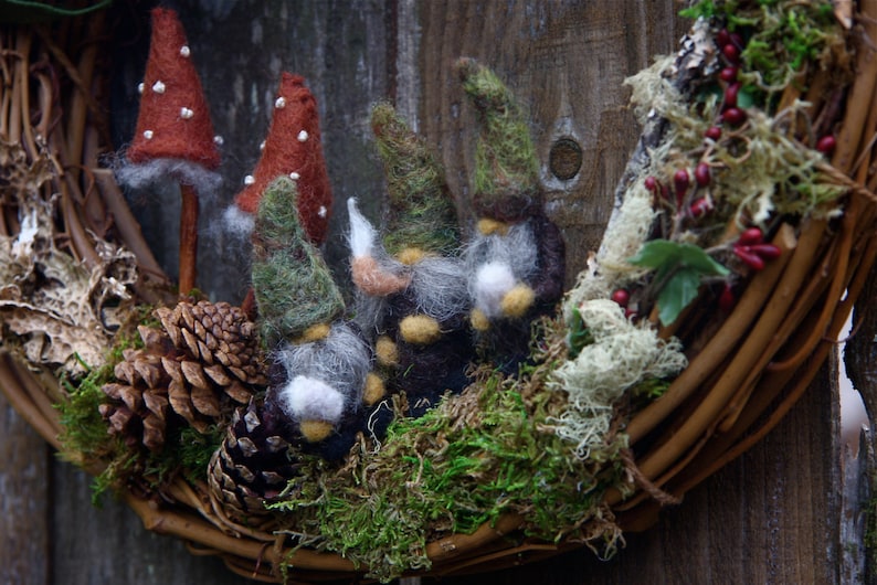 18 Woodland Gnome Grapevine Wreath... Made to order woolcrazy image 2