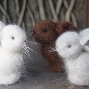 choose one Tiny Angora Bunny eco friendly hand sewn grey, white or brown embroidered needle felt woolcrazy image 2