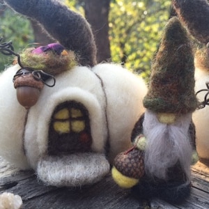 Pumpkin Fairy House decoration needle felt acorn porch light woolcrazy made to order image 4