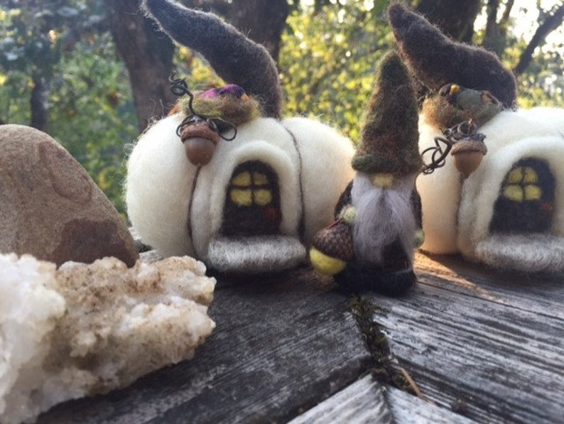 Pumpkin Fairy House decoration needle felt acorn porch light woolcrazy made to order image 3