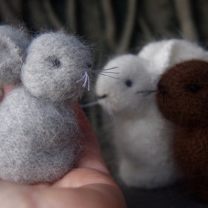 choose one Tiny Angora Bunny eco friendly hand sewn grey, white or brown embroidered needle felt woolcrazy image 5