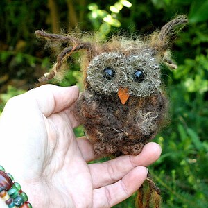 Plush Brown Baby Owl ... knit fuzzy ecofriendly felt wool owl toy woolcrazy image 4