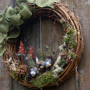 18 Woodland Gnome Grapevine Wreath... Made to order woolcrazy image 3