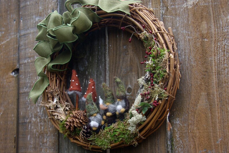 18 Woodland Gnome Grapevine Wreath... Made to order woolcrazy image 3