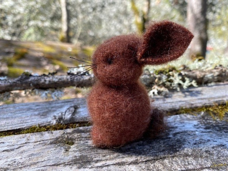 choose one Tiny Angora Bunny eco friendly hand sewn grey, white or brown embroidered needle felt woolcrazy image 3