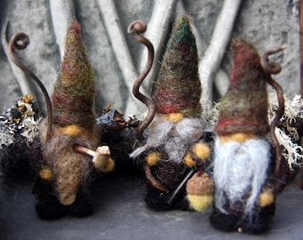 Needle Felted Woodland Gnome Miniature: Made to Order