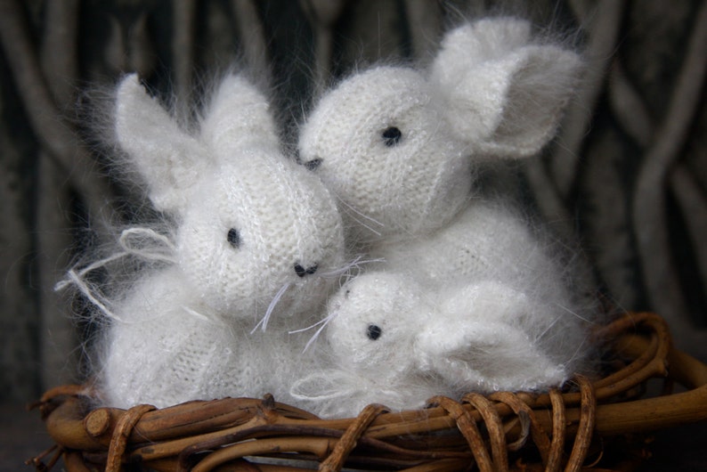 choose one Tiny Angora Bunny eco friendly hand sewn grey, white or brown embroidered needle felt woolcrazy image 6