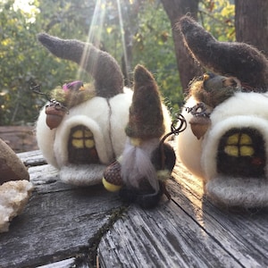 Pumpkin Fairy House decoration needle felt acorn porch light (woolcrazy) (made to order)