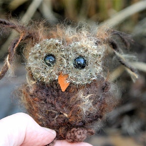 Plush Brown Baby Owl ... knit fuzzy ecofriendly felt wool owl toy woolcrazy image 2