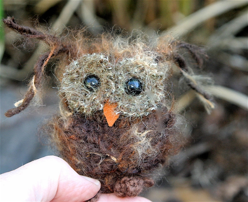 Plush Brown Baby Owl ... knit fuzzy ecofriendly felt wool owl toy woolcrazy image 2