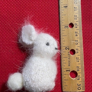 choose one Tiny Angora Bunny eco friendly hand sewn grey, white or brown embroidered needle felt woolcrazy image 7