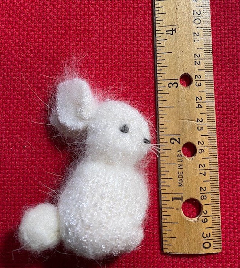 choose one Tiny Angora Bunny eco friendly hand sewn grey, white or brown embroidered needle felt woolcrazy image 7